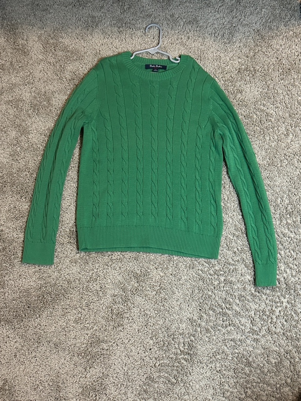 Brooks Brothers Men’s Kelly Green Cable-Knit Crewneck Sweater
